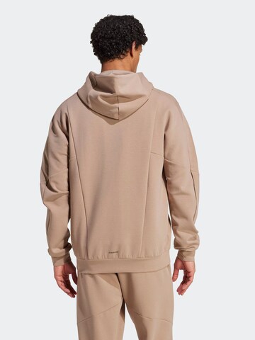 ADIDAS PERFORMANCE Sports sweat jacket 'Designed For Training' in Beige: back