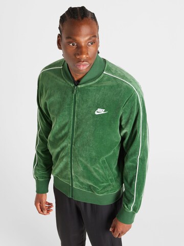 Nike Sportswear Zip-Up Hoodie in Green: front