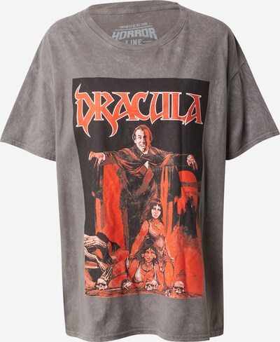 Nasty Gal Μπλουζάκι 'Dracula' σε ανθρακί / πορτοκαλί / μαύρο, Άποψη προϊόντος