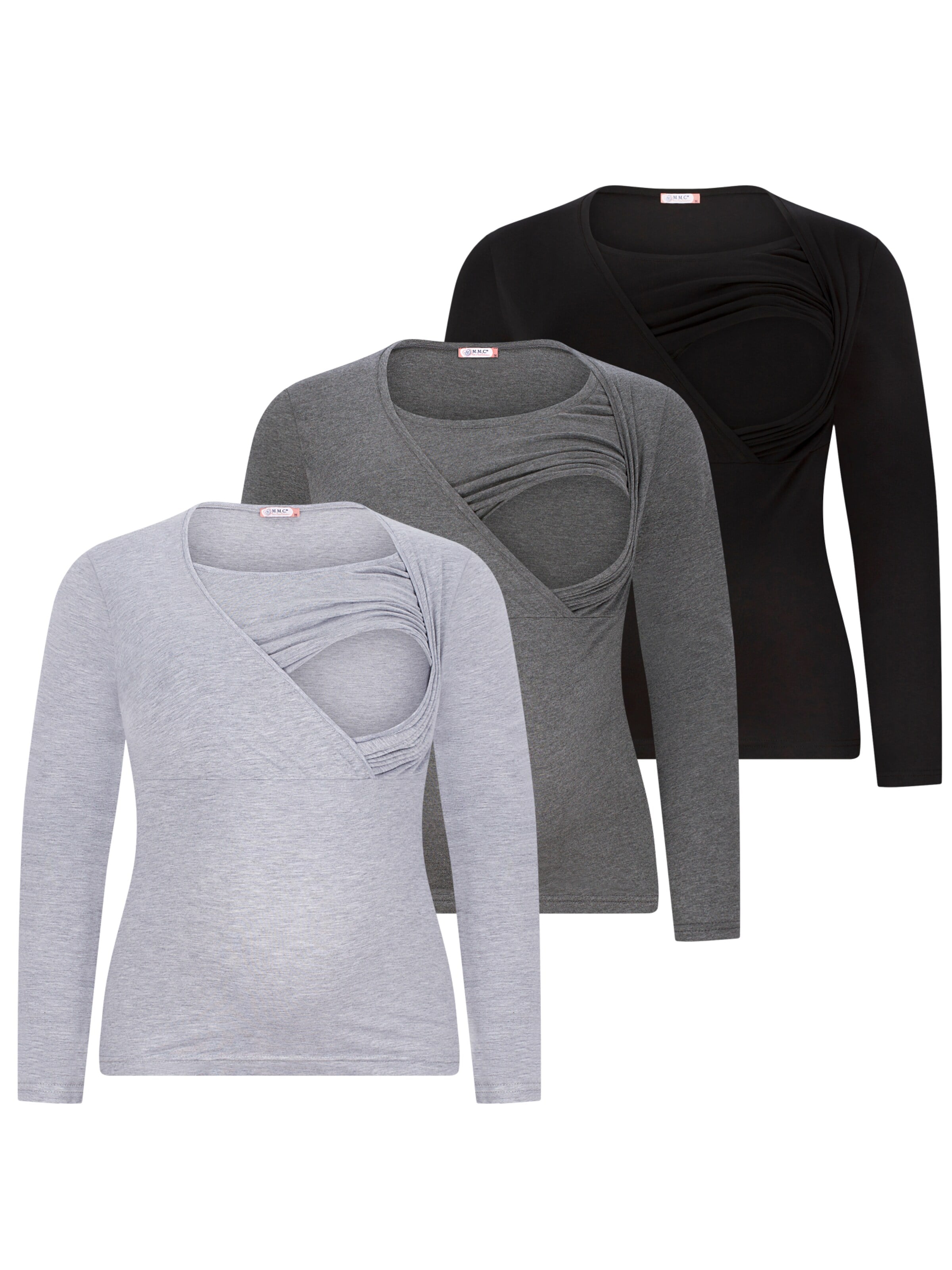 M.M.C. Shirt 'Stillshirt Langarm'‌‌ in Grau: Vorderseite
