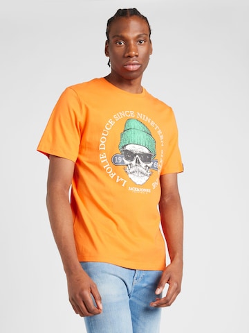 JACK & JONES Тениска 'FOLIE' в оранжево: отпред