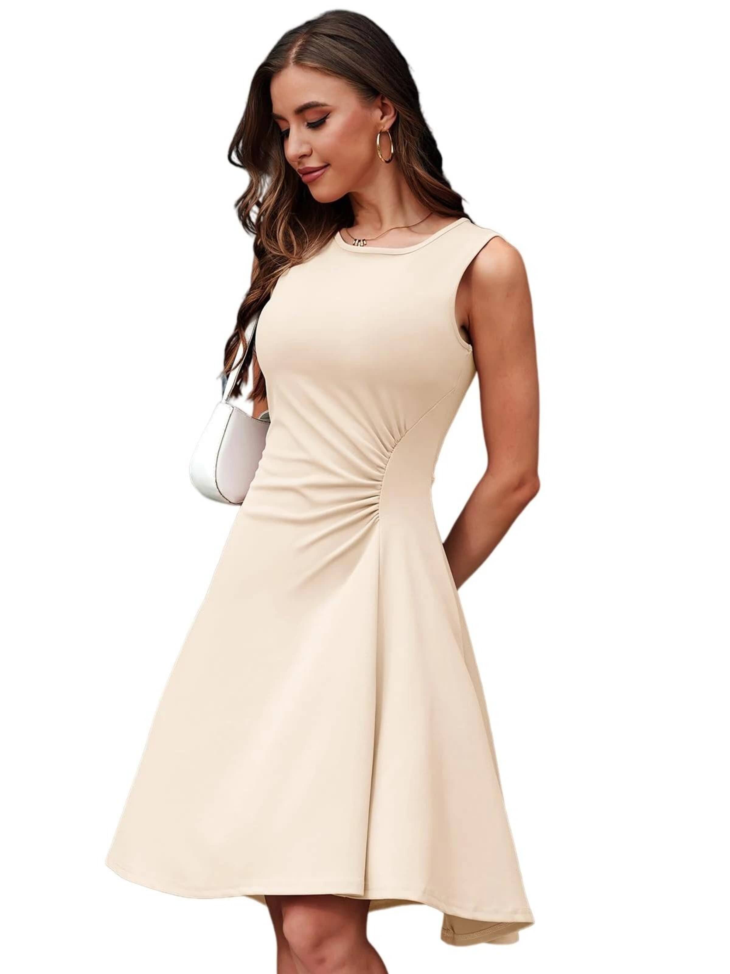 Zapaka Cocktail Dress in Beige: front