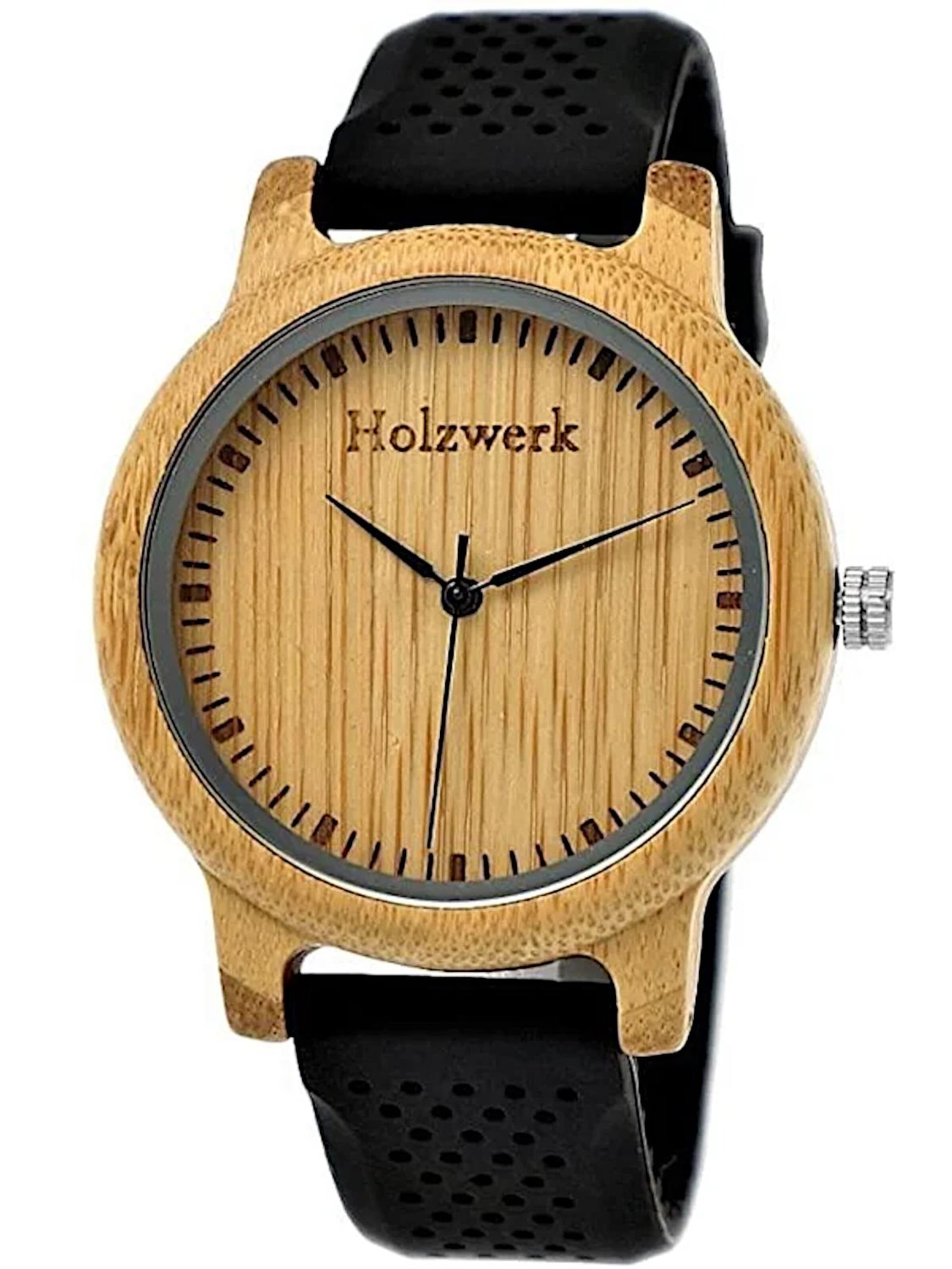 Holzwerk - Reloj analógico 'LINDEN' en negro: frente