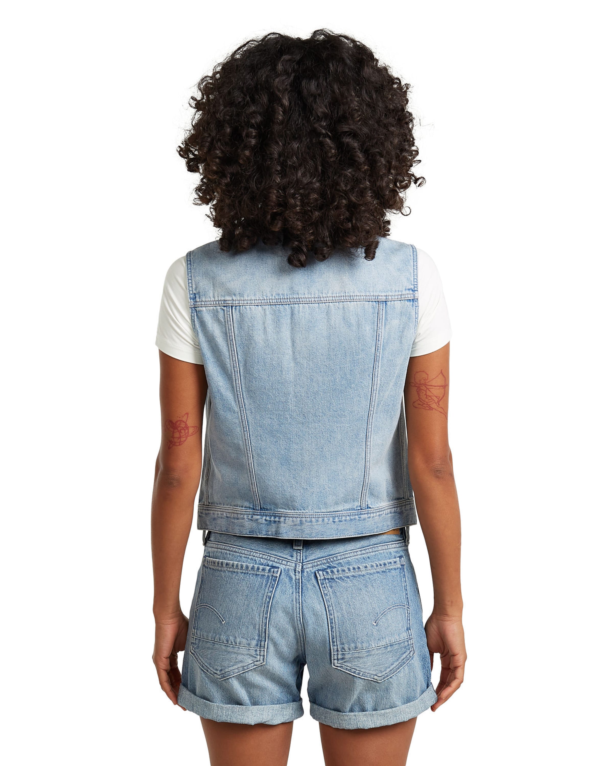 G-STAR Jacket - 'Pitched Hem Slim Vest' in Blau