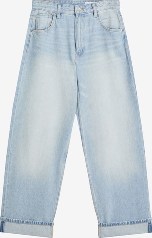 Jeans de la Bershka pe albastru: față