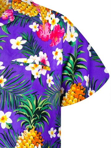 King Kameha Bluse 'Pineapple Flowers' in Lila