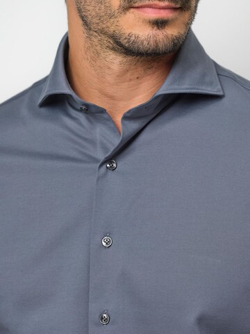 Profuomo Slim fit Overhemd 'Japanese Knitted' in Blauw