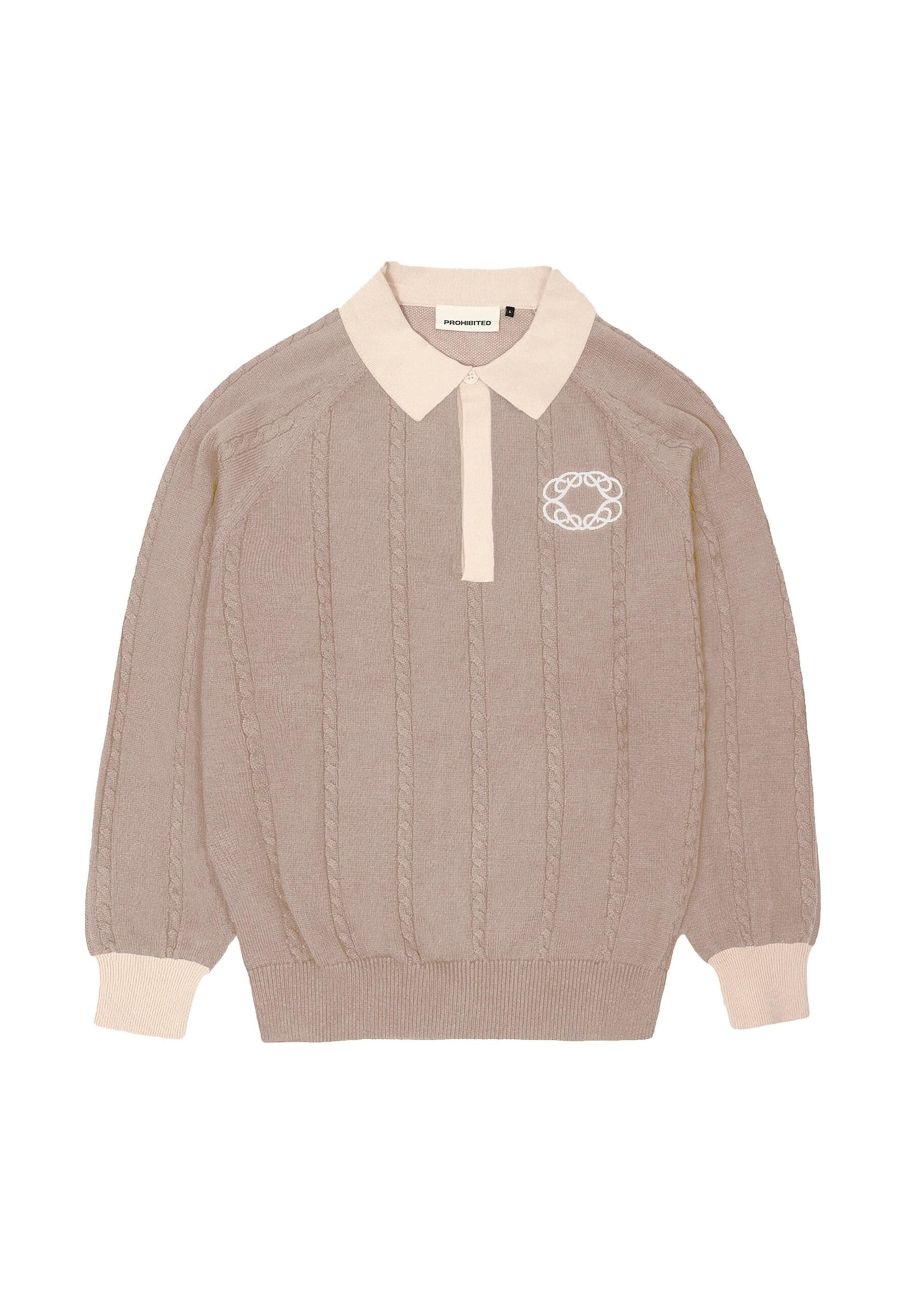Prohibited Pullover 'Legacy' in creme / dunkelbeige, Produktansicht