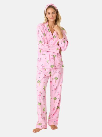 PJ Salvage Pyjama ' Flannels ' in Roze: voorkant
