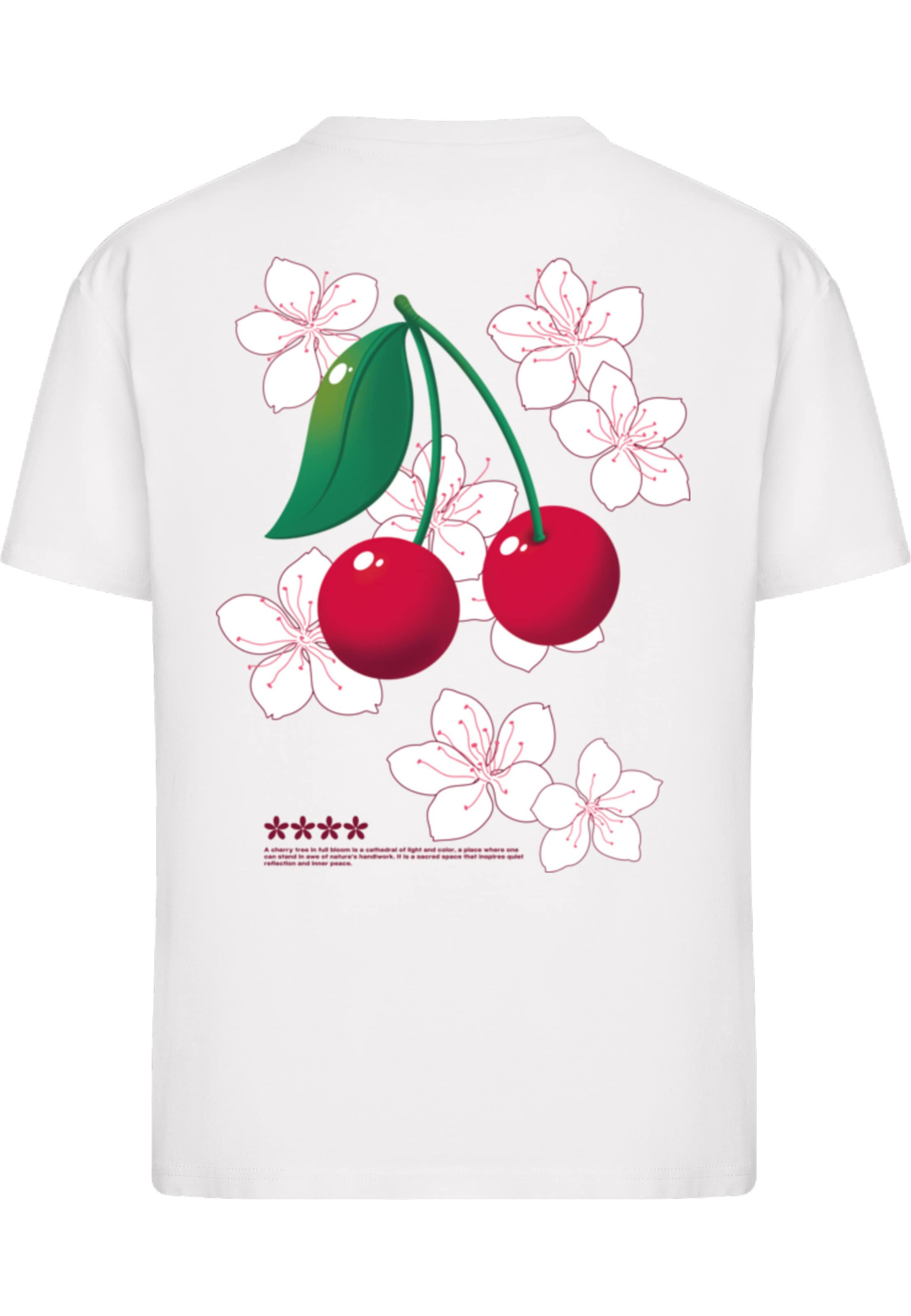 T-shirt 'Cherry Blossom' Miss Tee en blanc