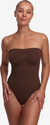 Body modelant 'Trägerloser Bodysuit Sculpting Shapewear mit String' cfab (formerly creamy fabrics) en marron : devant
