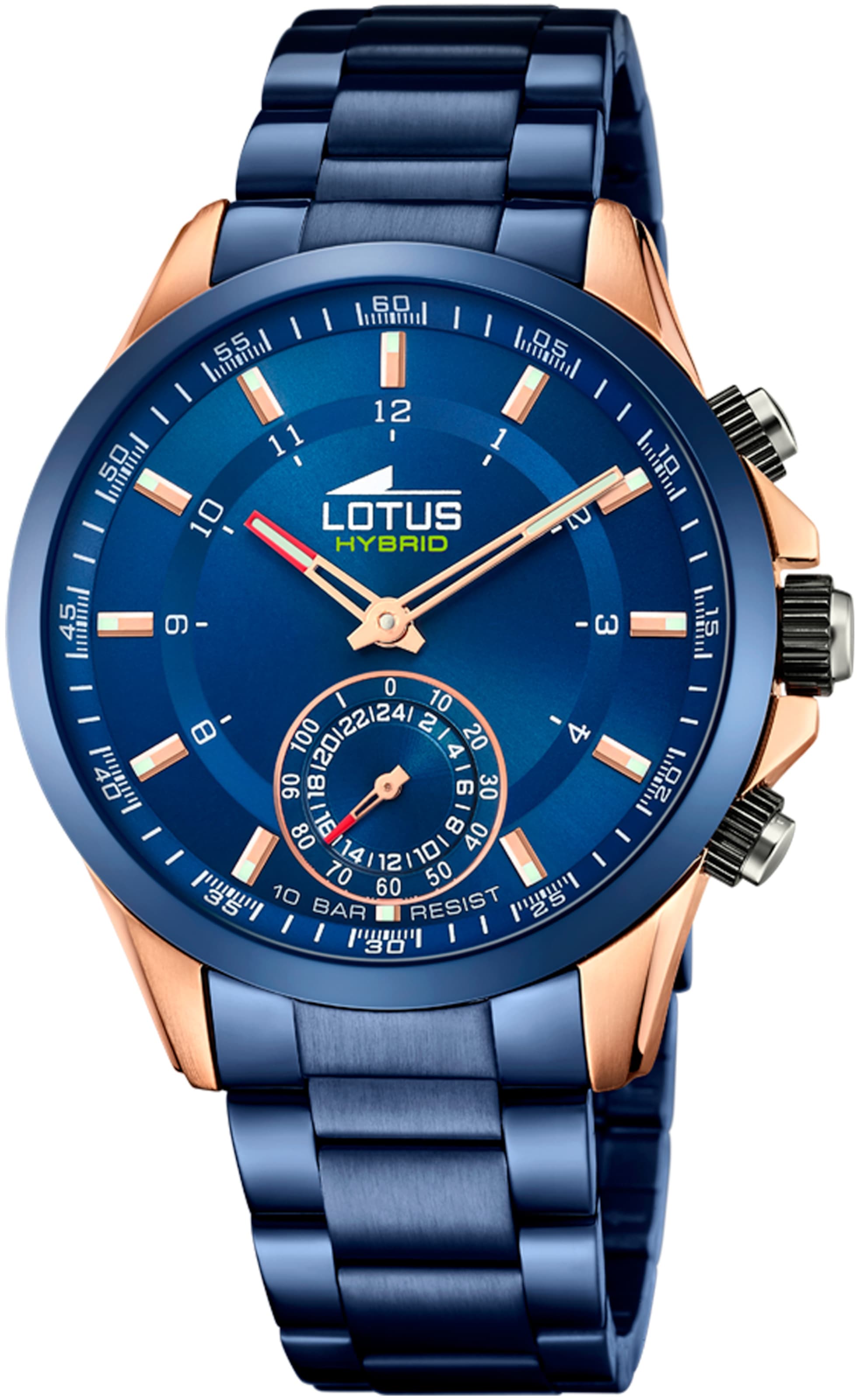 Lotus Analog Watch in Blue: front