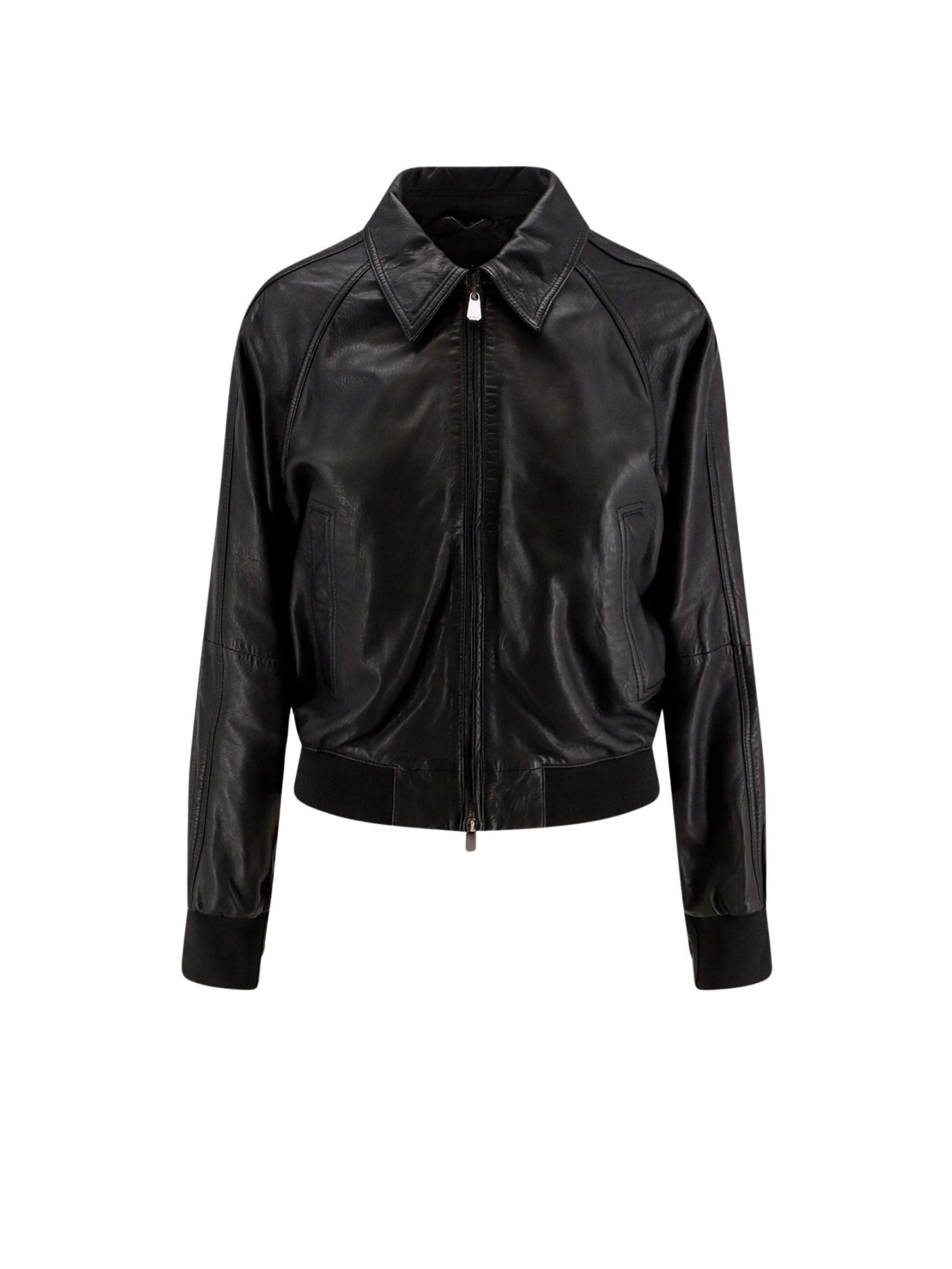 Veste mi-saison 'PINKO BARBRA BOMBER PELLE LAVATA GIUBBINO' PINKO en noir : devant