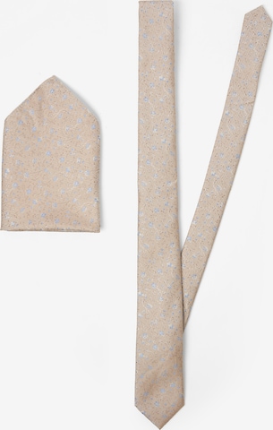 ROY ROBSON Set: Fliege und Einstecktuch in Beige: Vorderseite
