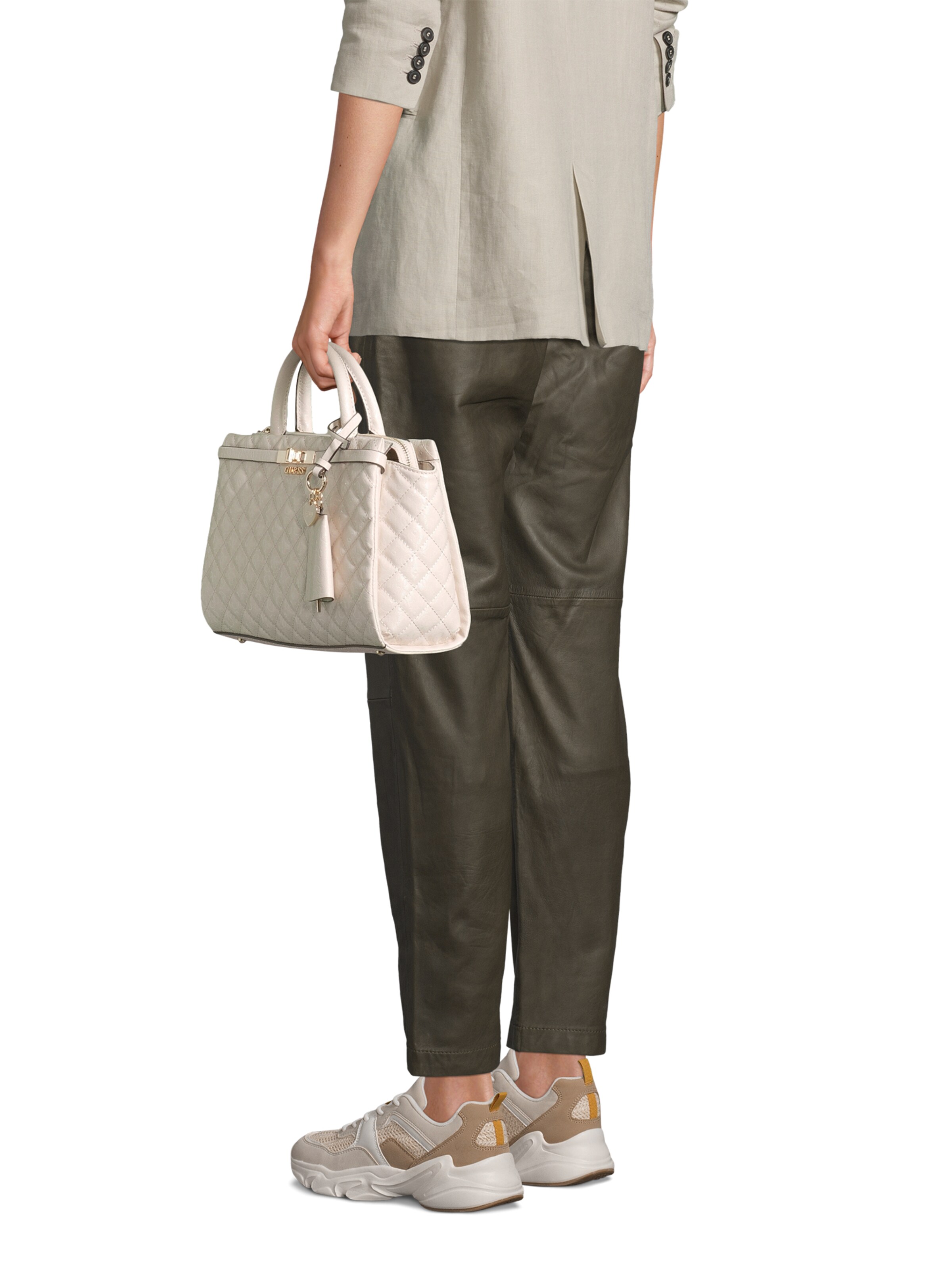 GUESS Handbag 'Idra Girlfriend Satchel' in Beige: front