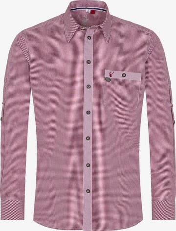 SPIETH & WENSKY Slim fit Traditional Button Up Shirt 'Dorf' in Red: front