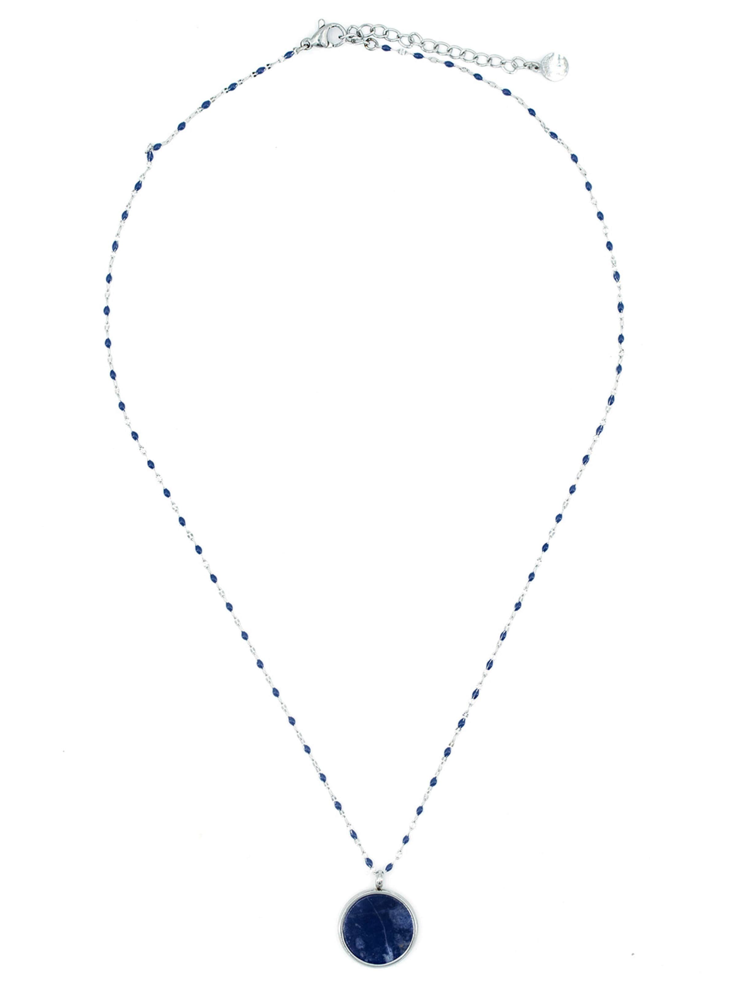 Sergio Engel Necklace 'Beach Kette 03 Farbig akzentuierte Edelstahlkette mit Natursteinanhänger' in Blue: front