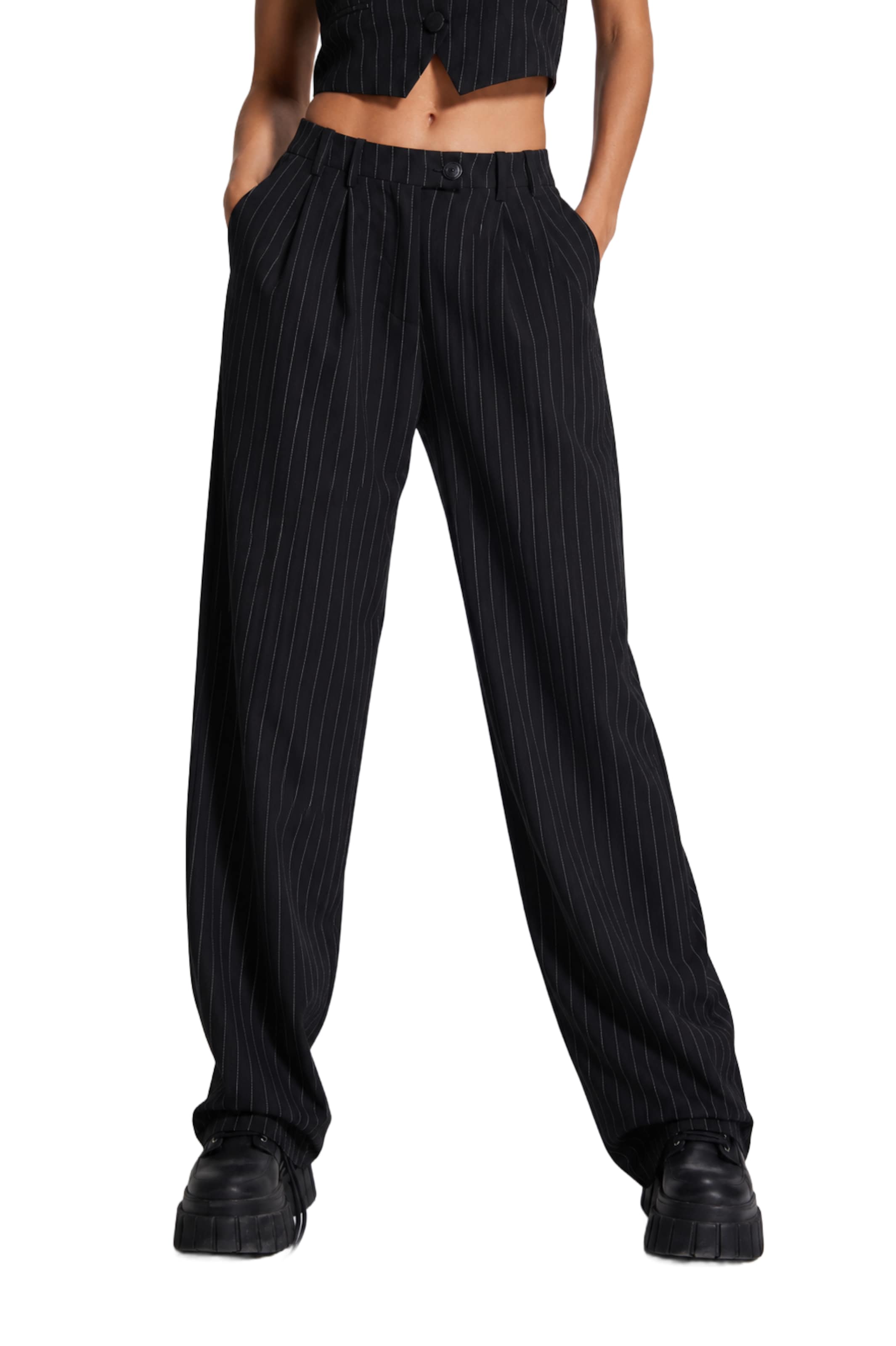HOLLY LOLLY Regular Pleat-front trousers in Black: front