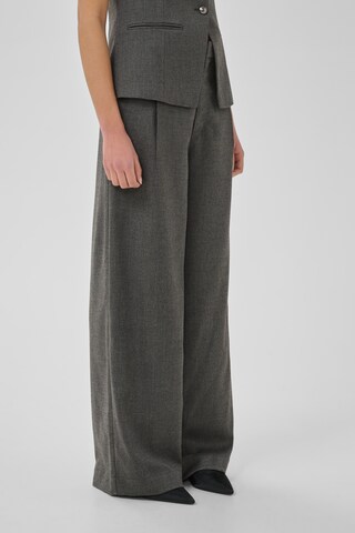 My Essential Wardrobe Wide leg Pants 'Dina' in Grey: front