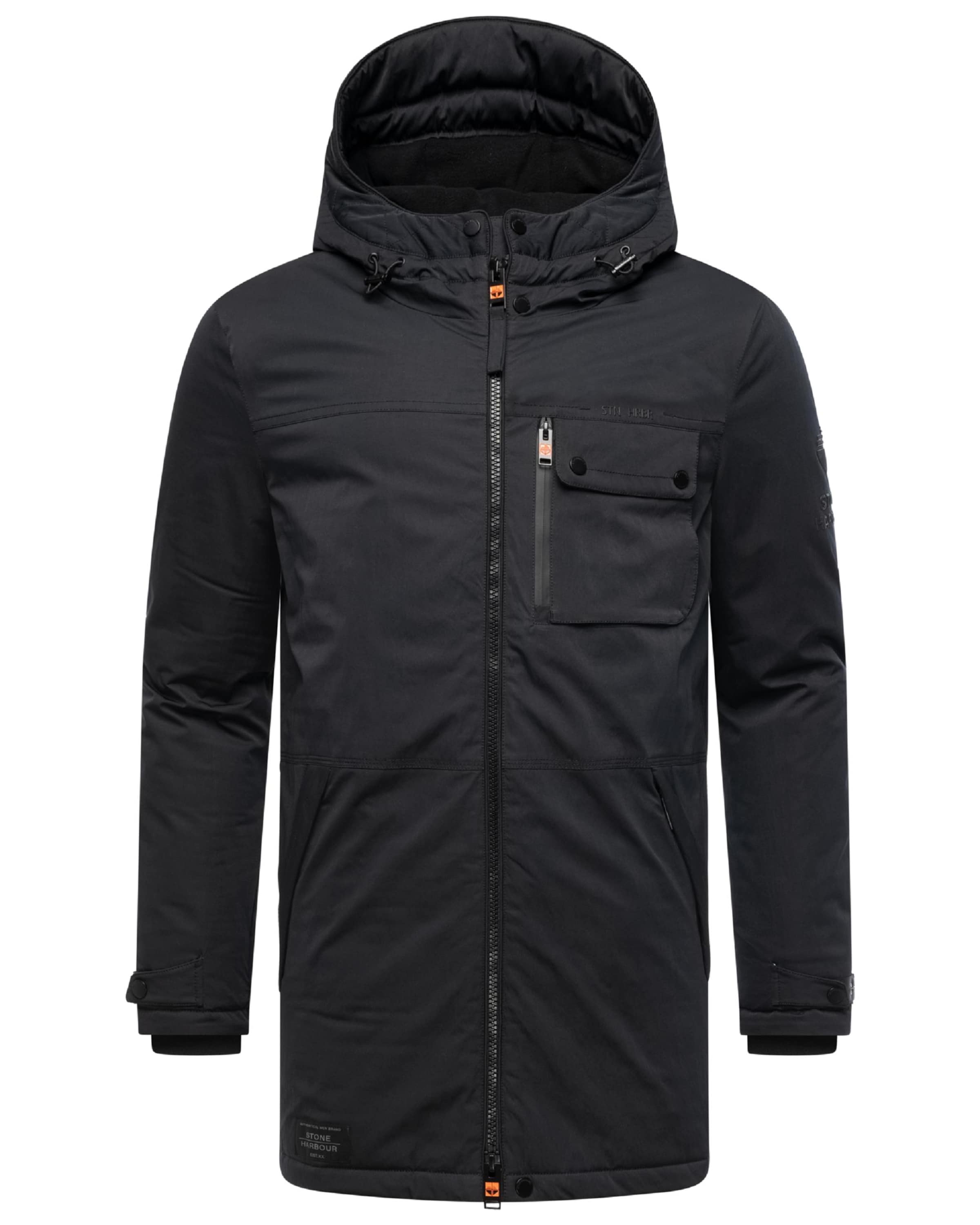 STONE HARBOUR Winterjas 'Fintaan XX' in Zwart: voorkant