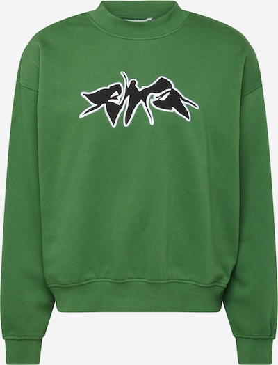 WEEKDAY Sweat-shirt en vert foncé / noir / blanc, Vue avec produit