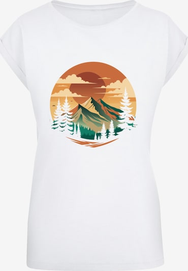 F4NT4STIC T-Shirt 'Sonnenuntergang Berglandschaft' in braun / hellbraun / dunkelgrün / weiß, Produktansicht