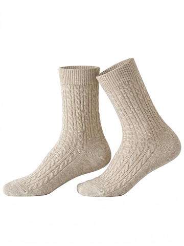 Millo Socks 'Cosy Twist' in Beige: front