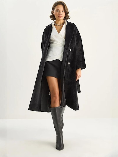 Bianco Lucci Manteau mi-saison en noir, Vue avec produit