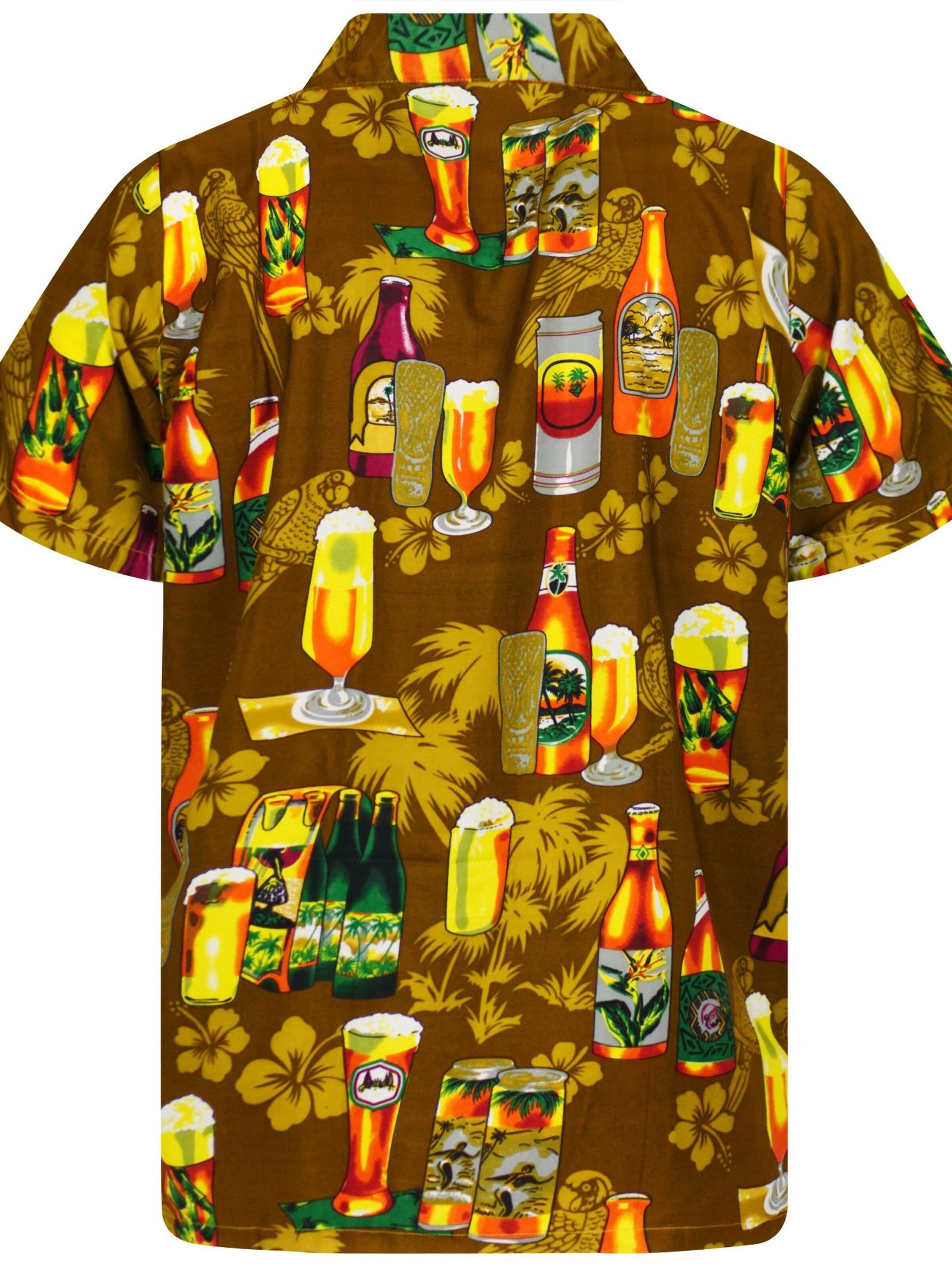 King Kameha Shirt 'Beerbottle' in Geel