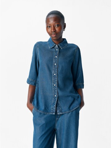Camicia da donna 'OBJFRAME' di OBJECT in blu: frontale
