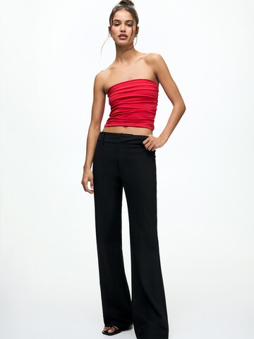 Pull&Bear Flared Trousers with creases in Black