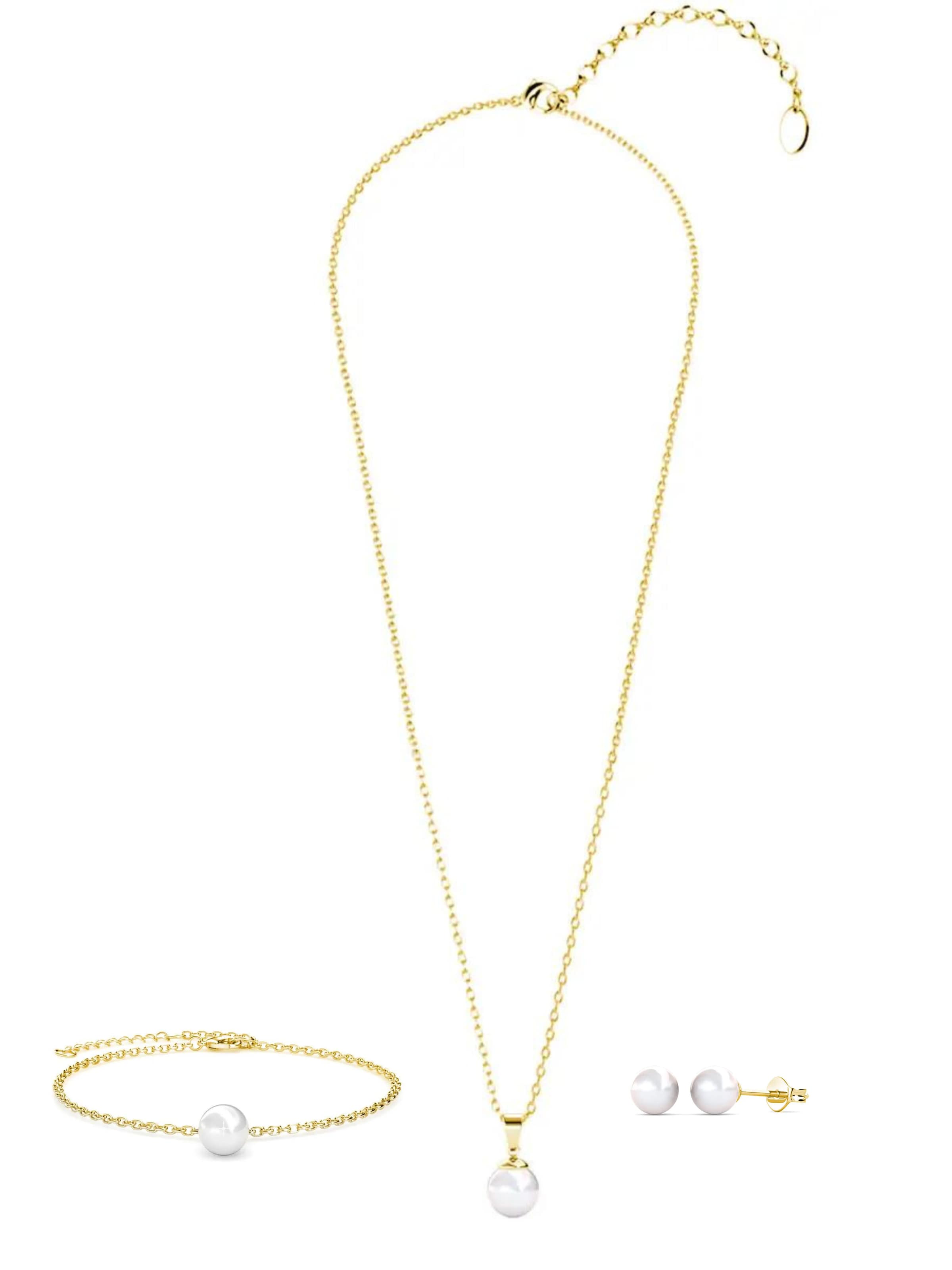 Ella Eisvogel Schmuckset 'Mother of Pearl Schmuckset'‌‌‌‌‌‌‌‌ in Gold: Vorderseite