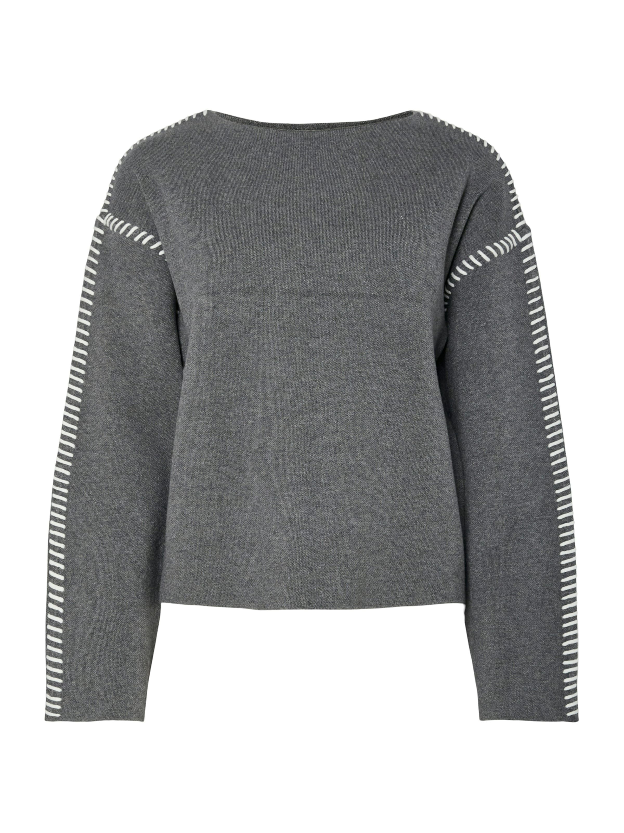 YAS Pulóver 'YASSTITCHA' - szürke: elől