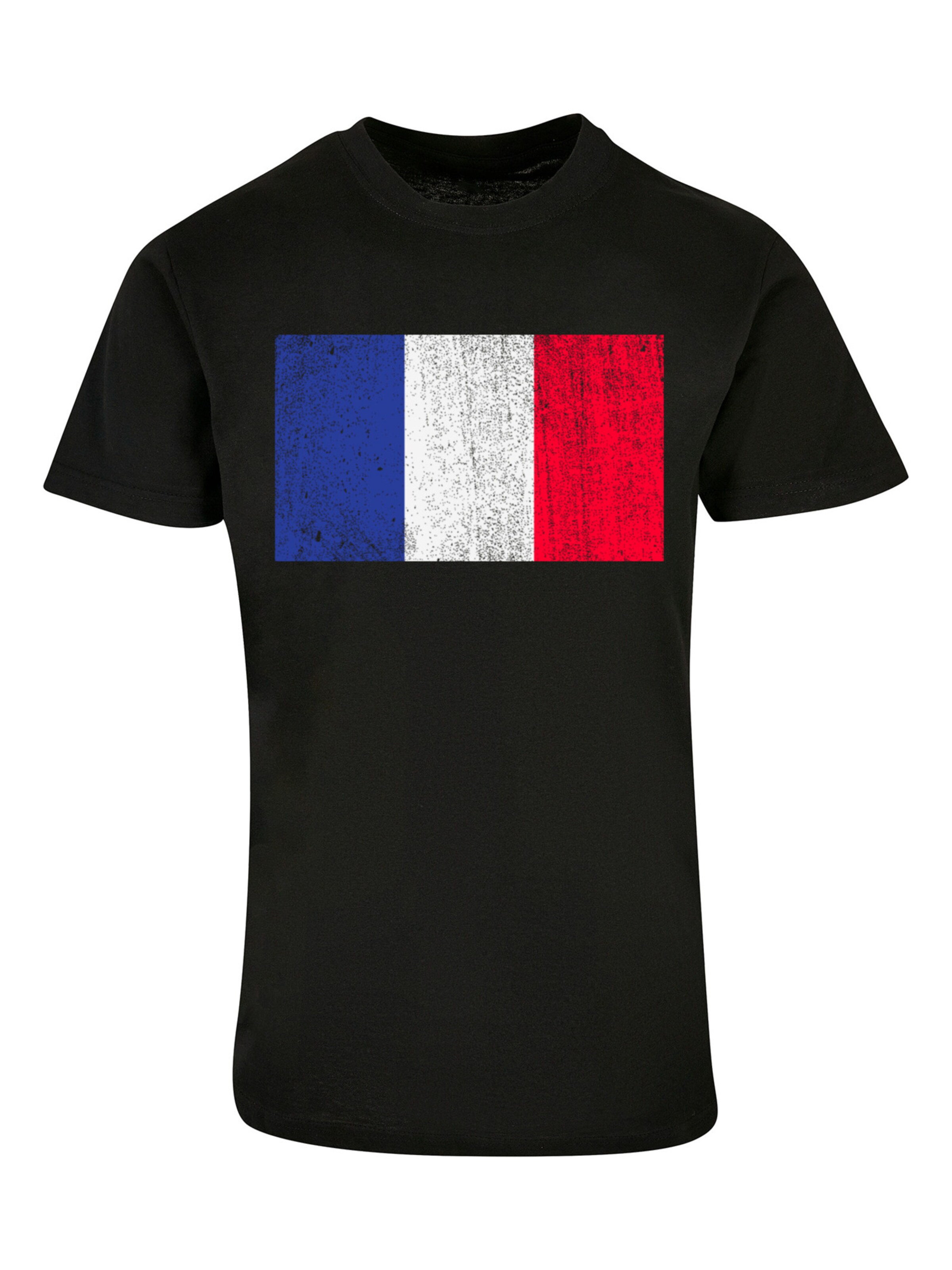 F4NT4STIC T-Shirt 'Frankreich Flagge France distressed' in Schwarz: Vorderseite