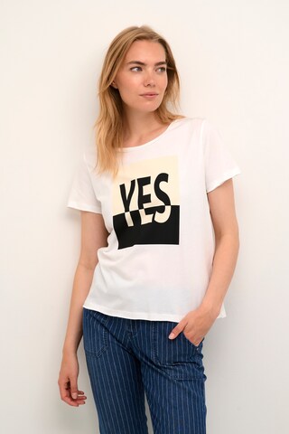 Cream T-shirt 'Karen' i vit: framsida