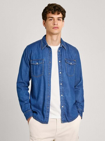 Pepe Jeans Regular fit Overhemd in Blauw: voorkant