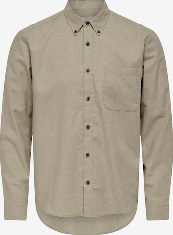 Only & Sons Button Up Shirt in Beige: front