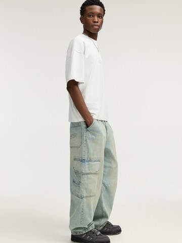 Pull&Bear Wide leg Cargojeans in Blauw