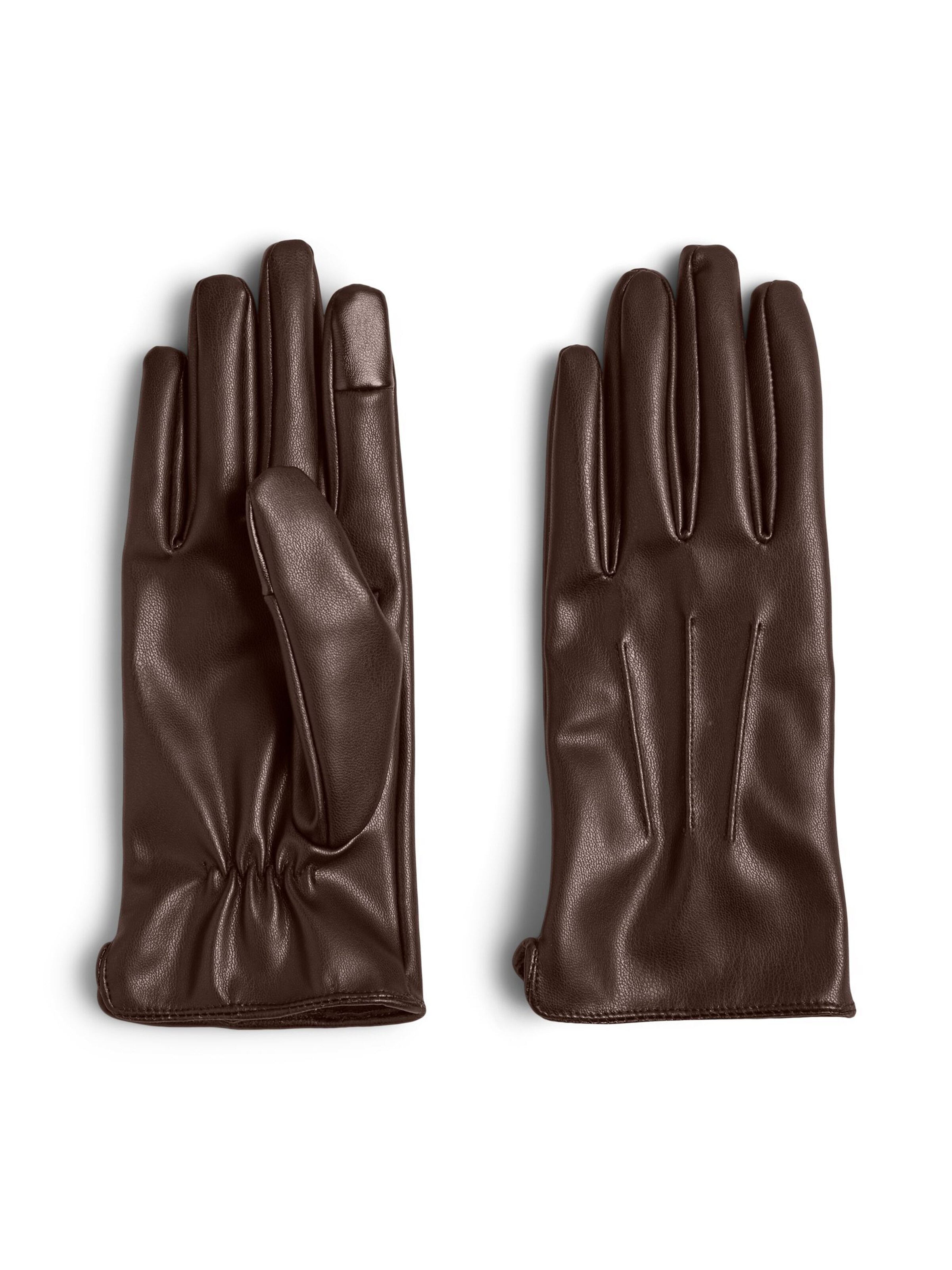 PIECES Full Finger Gloves 'CELLIE' in Brown: front