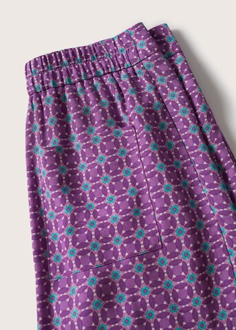 MANGO Wide leg Broek 'Jaipur' in Lila