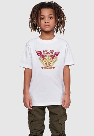 ABSOLUTE CULT Shirt 'Captain Marvel - Protector Of The Skies' in Wit: voorkant