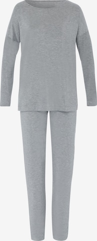 Hanro Langarm Pyjama ' Natural Elegance ' in Grau: predná strana