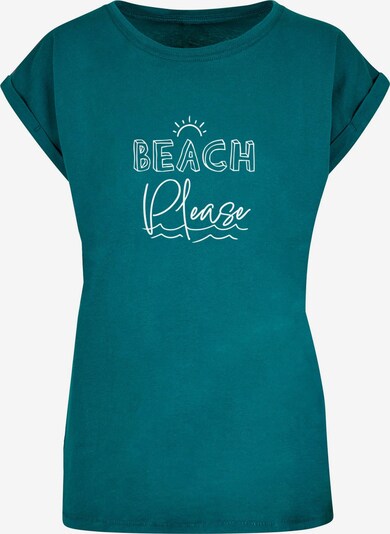 Merchcode T-shirt 'Beach Please' en pétrole / blanc, Vue avec produit