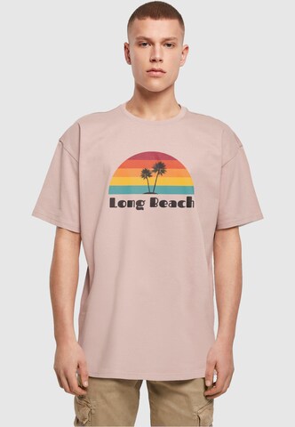 Merchcode Shirt 'Long Beach' in Beige: voorkant