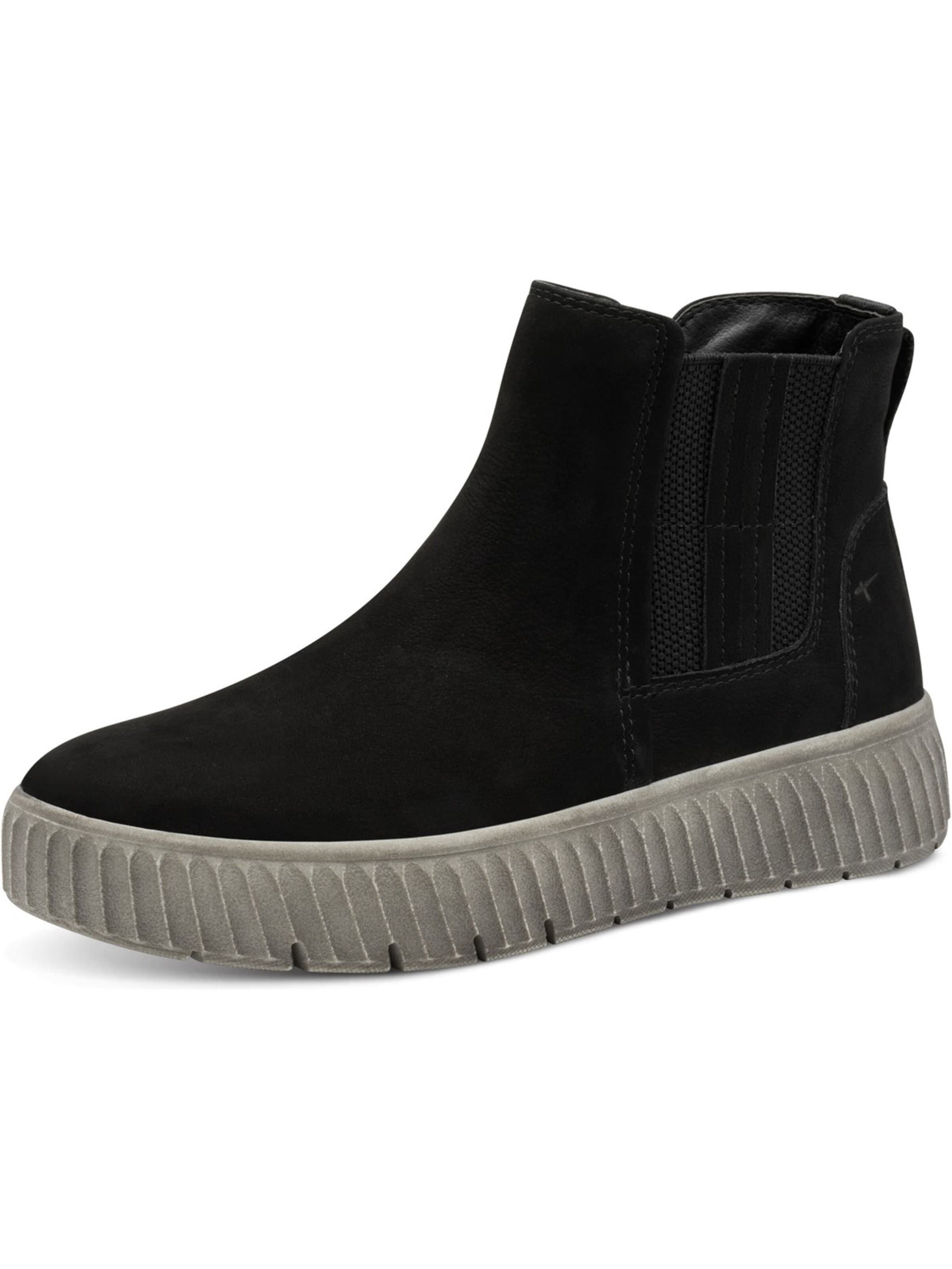 Tamaris Wide Fit Chelsea Boots 'Tamaris Comfort Stiefelette - Schwarz Leder' in Black: front