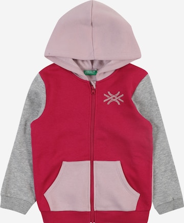UNITED COLORS OF BENETTON Zip-Up Hoodie in Red: front