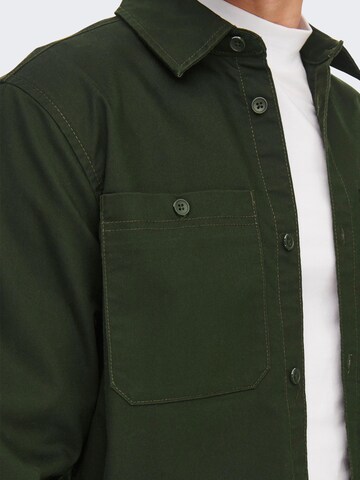 Only & Sons Regular fit Button Up Shirt 'Bob' in Green