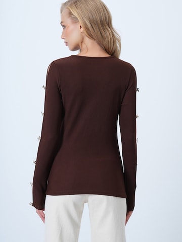 Trend Alaçatı Stili Tričko - Hnedá