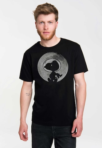 LOGOSHIRT Shirt 'Snoopy - Mond' in Black: front