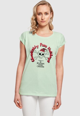 ABSOLUTE CULT Shirt 'The Nightmare Before Christmas - Ghoulishly Fun Holidays' in Green: front